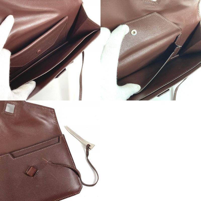 Hermes Clutch Envelope Leather Brown
