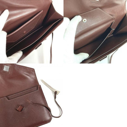Hermes Clutch Envelope Leather Brown