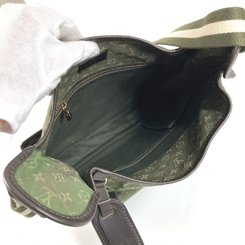 Louis Vuitton Shoulder Bag Besace Marie Kate Leather Canvas Khaki