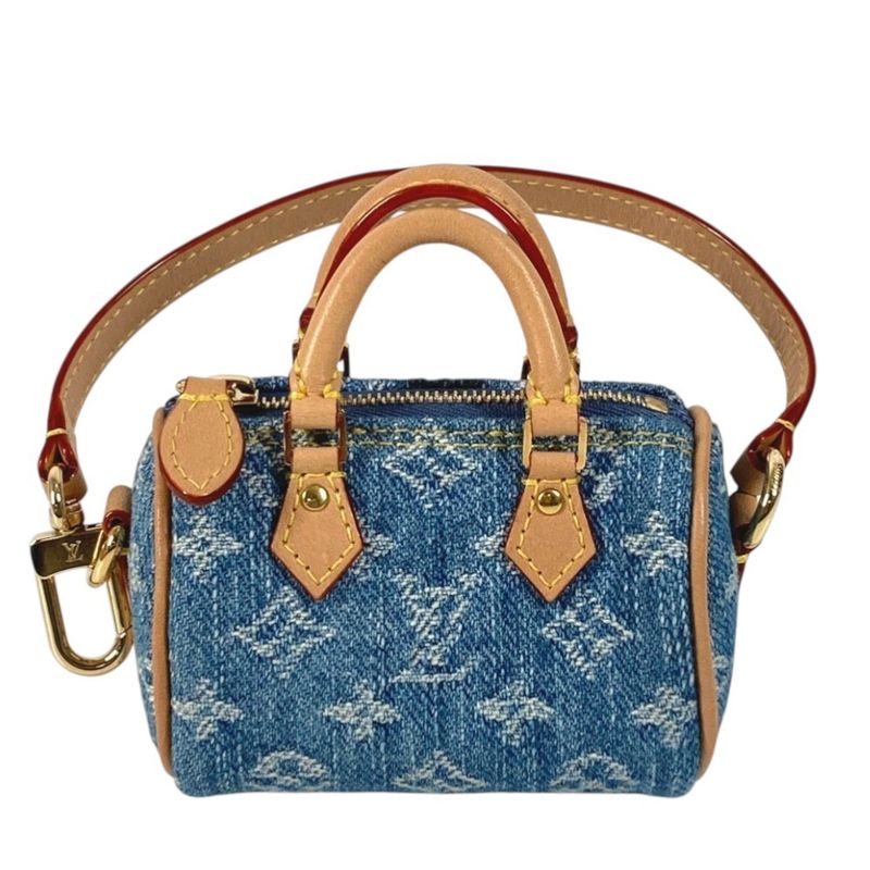 Louis Vuitton Key Holder Bijou Sac Micro Speedy Monogram Denim Blue Handbag