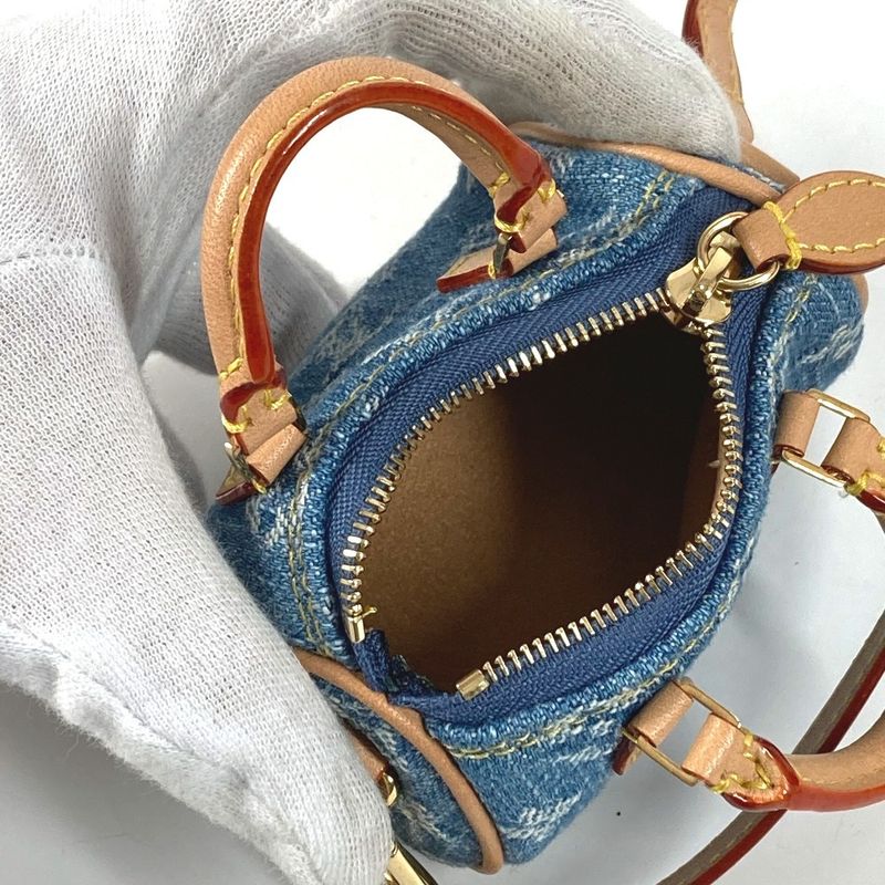 Louis Vuitton Key Holder Bijou Sac Micro Speedy Monogram Denim Blue Handbag