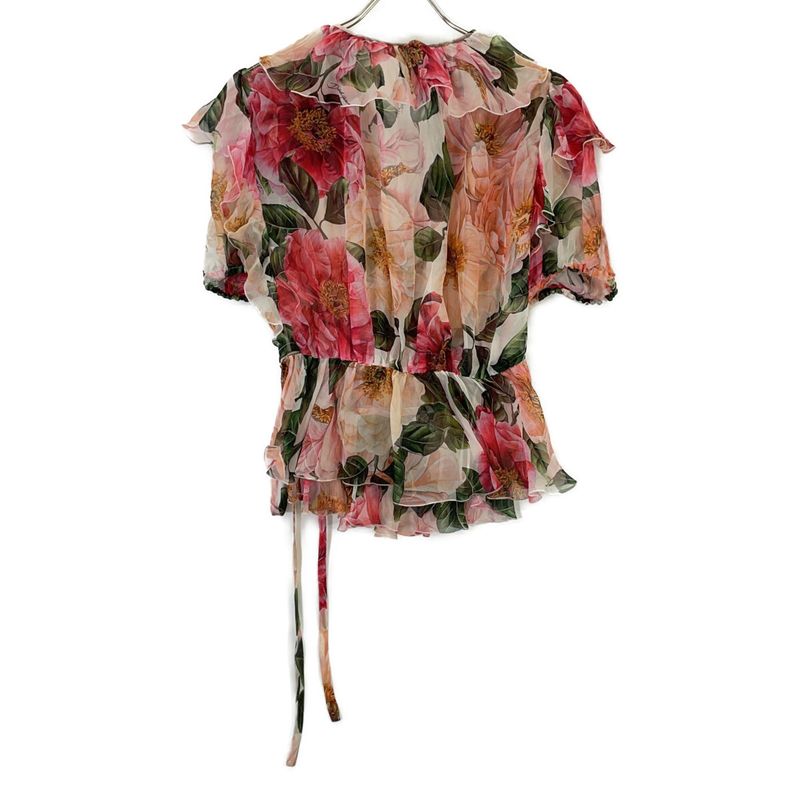 Dolce & Gabbana Camellia Print Silk Blouse 50