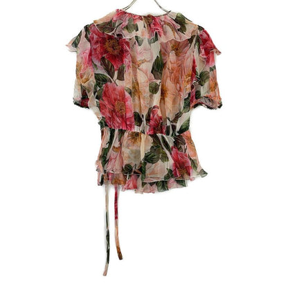 Dolce & Gabbana Camellia Print Silk Blouse 50