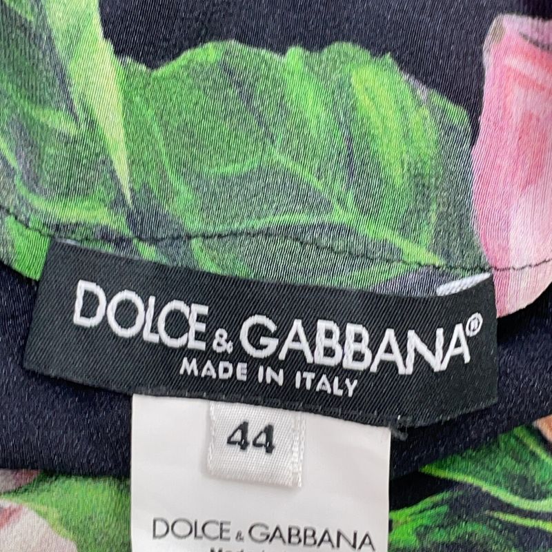 Dolce & Gabbana Rose Print Off Shoulder Silk Blouse 44
