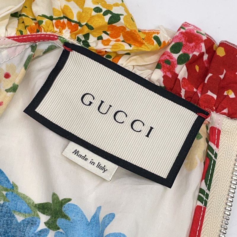 Gucci Ivory Flower Print Pearl Button Shirt Dress 38