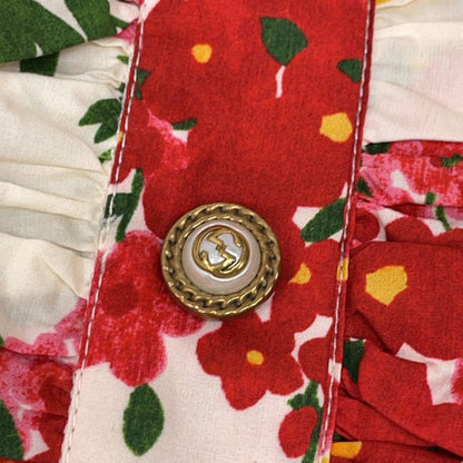 Gucci Ivory Flower Print Pearl Button Shirt Dress 38