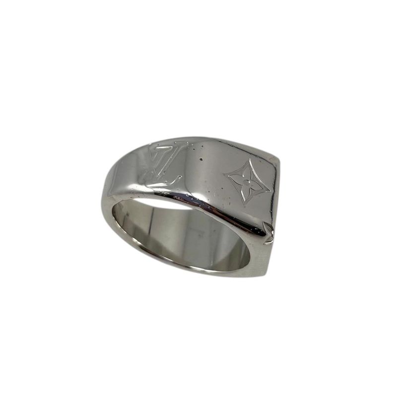 Louis Vuitton Ring Signet M Monogram Flower Silver