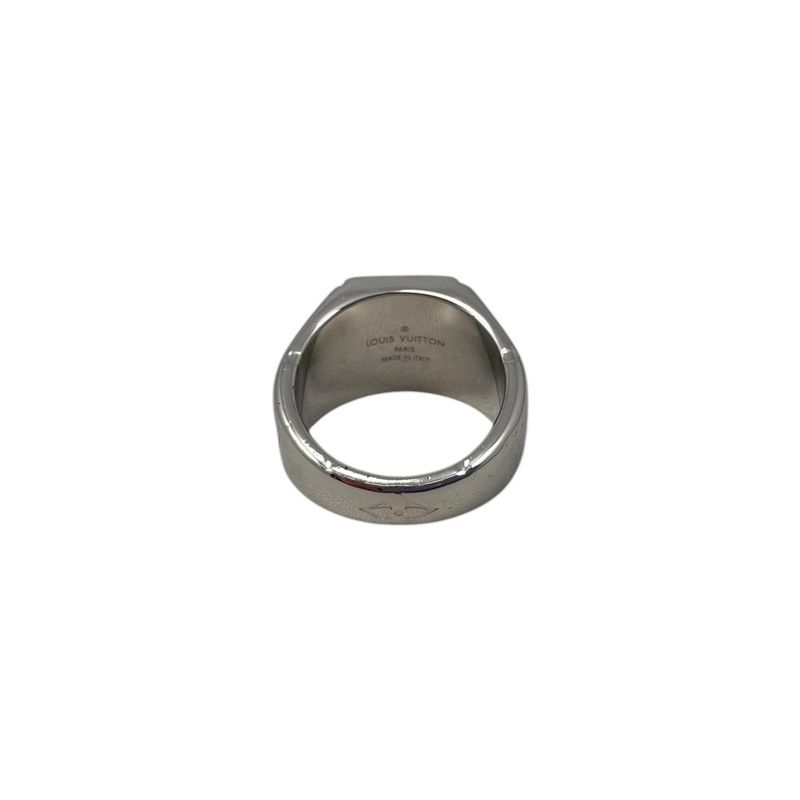 Louis Vuitton Ring Signet M Monogram Flower Silver