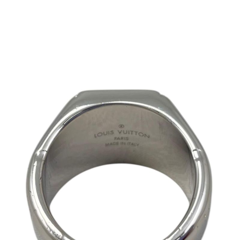 Louis Vuitton Ring Signet M Monogram Flower Silver