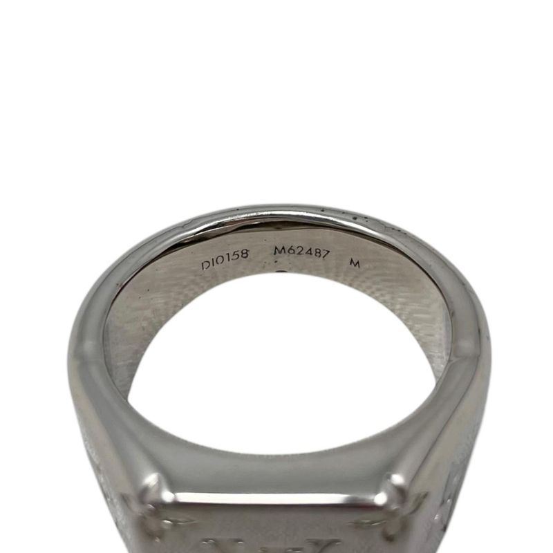 Louis Vuitton Ring Signet M Monogram Flower Silver
