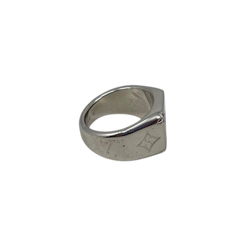 Louis Vuitton Ring Signet M Monogram Flower Silver