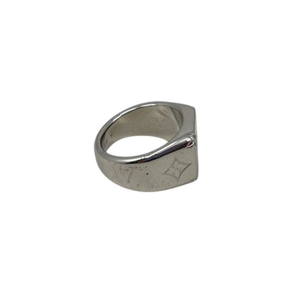 Louis Vuitton Ring Signet M Monogram Flower Silver