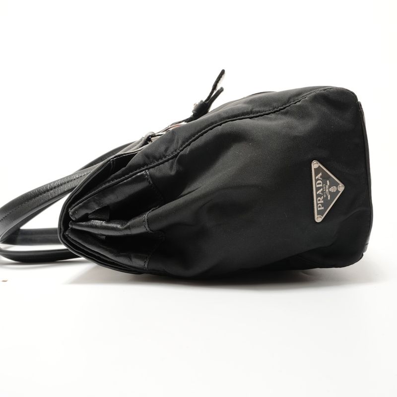 Prada Shoulder Bag Nylon Leather Triangle Logo Buckle