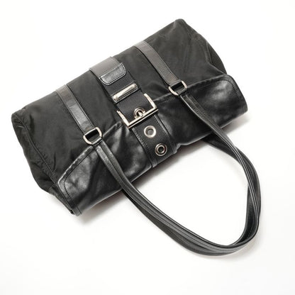 Prada Shoulder Bag Nylon Leather Triangle Logo Buckle
