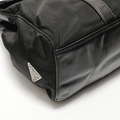 Prada Shoulder Bag Nylon Leather Triangle Logo Buckle