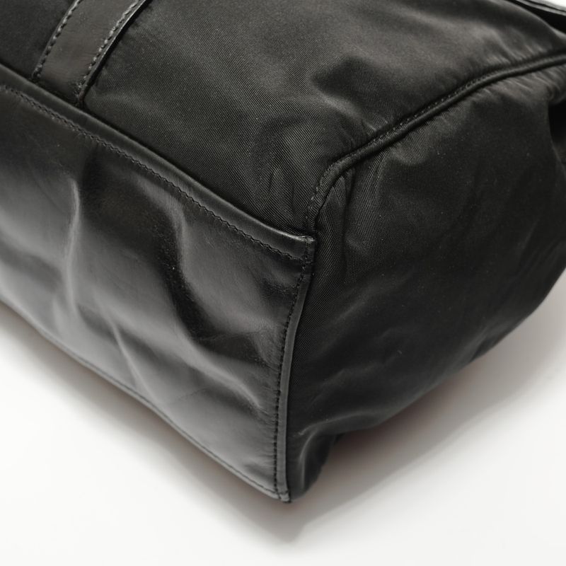 Prada Shoulder Bag Nylon Leather Triangle Logo Buckle