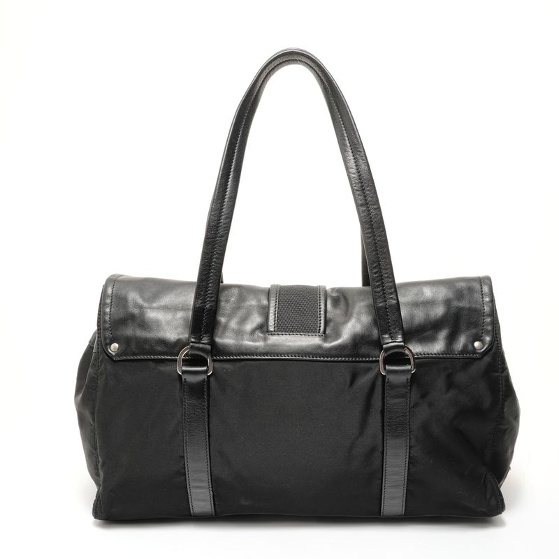 Prada Shoulder Bag Nylon Leather Triangle Logo Buckle