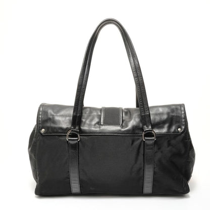 Prada Shoulder Bag Nylon Leather Triangle Logo Buckle