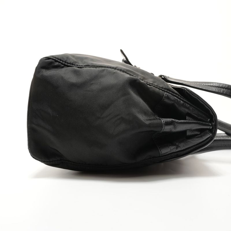 Prada Shoulder Bag Nylon Leather Triangle Logo Buckle