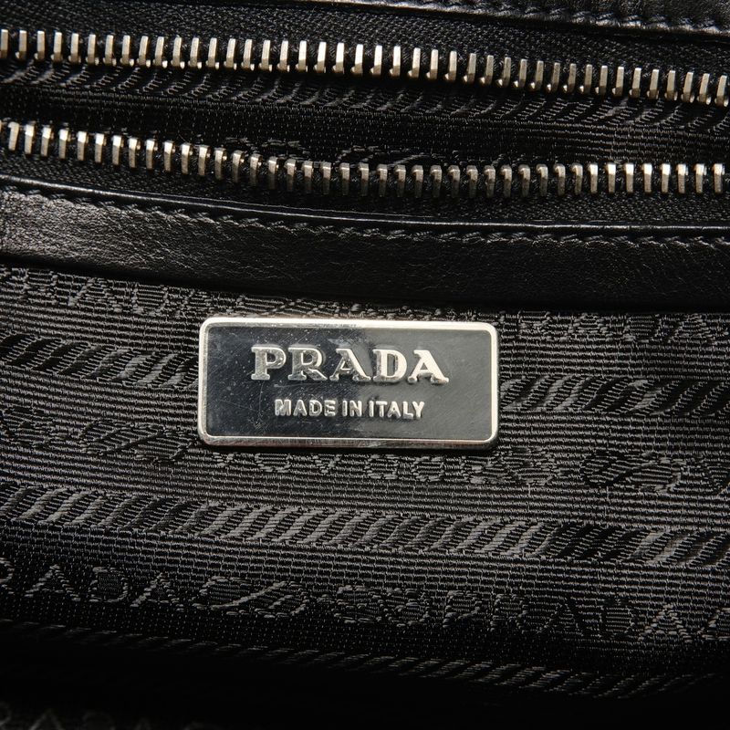 Prada Shoulder Bag Nylon Leather Triangle Logo Buckle