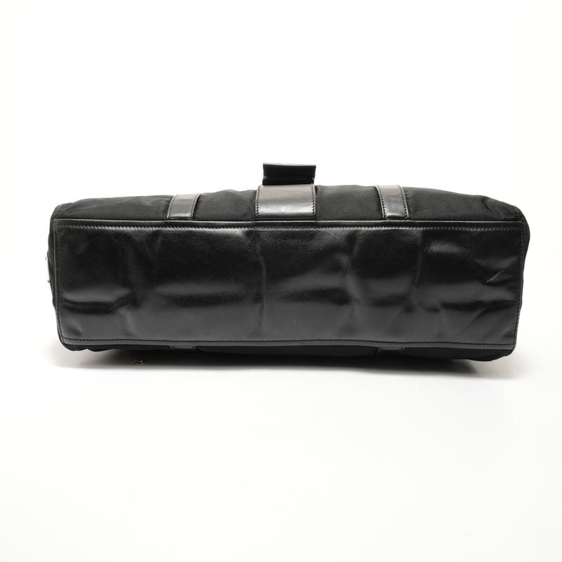 Prada Shoulder Bag Nylon Leather Triangle Logo Buckle