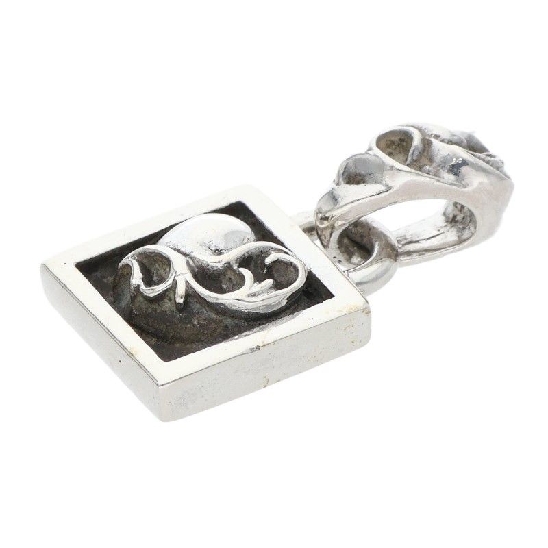 Chrome Hearts Framed Heart Charm Silver Necklace Top