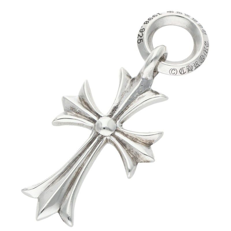 Chrome Hearts Tiny CH Cross Charm Silver Necklace Top