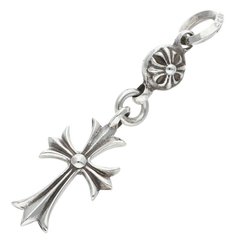 Chrome Hearts Tny CH Crs 1 Ball Tiny Ch Cross Charm Silver Necklace Top