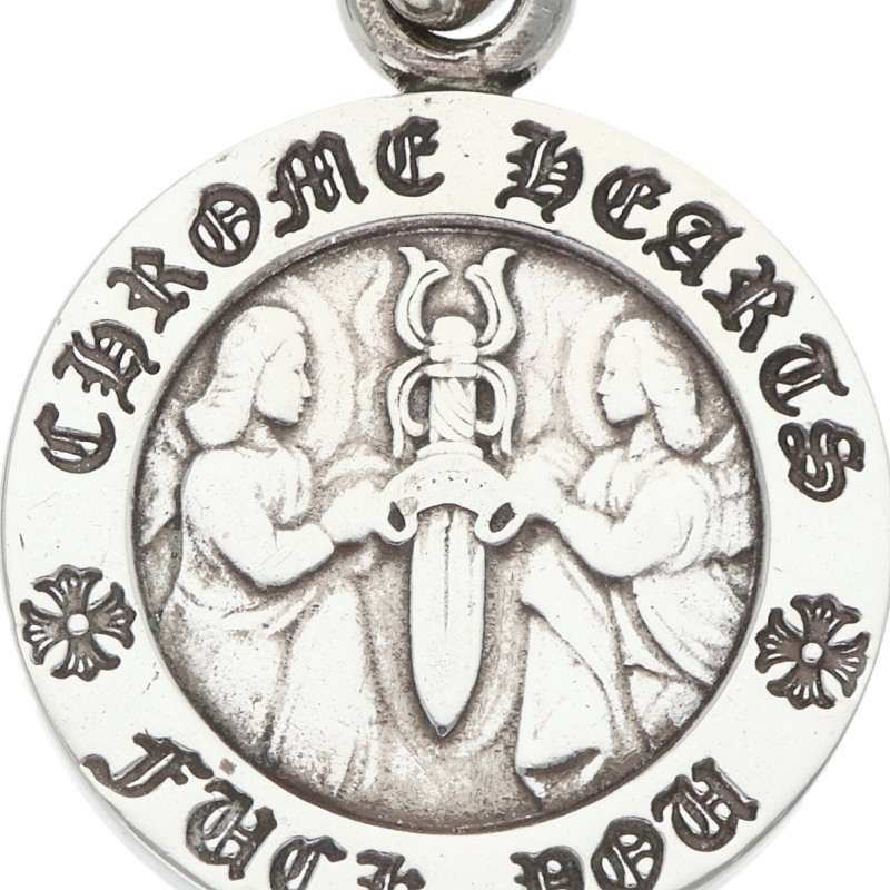 Chrome Hearts Chrm Angl Mdl Angel Medal Charm V1 Silver Necklace Top
