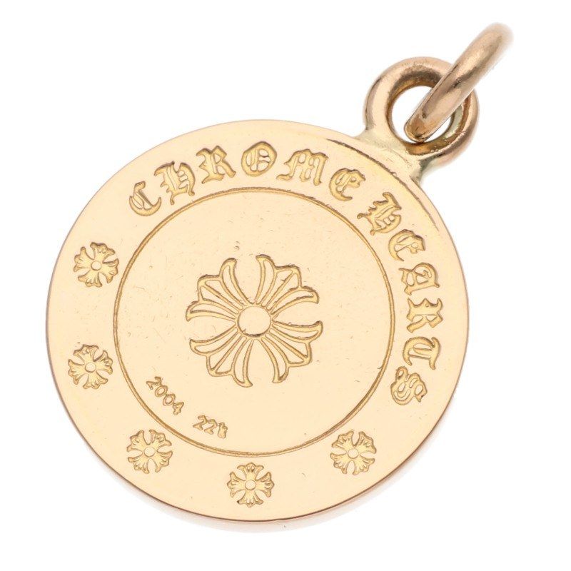 Chrome Hearts 22k Chrm Angl Mdl P D Angel Medal Charm Pave Diamond Gold