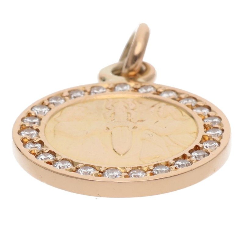 Chrome Hearts 22k Chrm Angl Mdl P D Angel Medal Charm Pave Diamond Gold