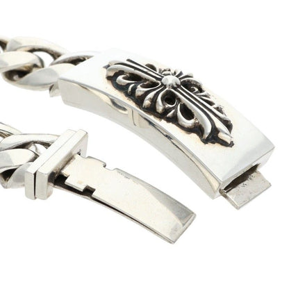 Chrome Hearts ID Floral Crs Cross ID Classic Silver Bracelet