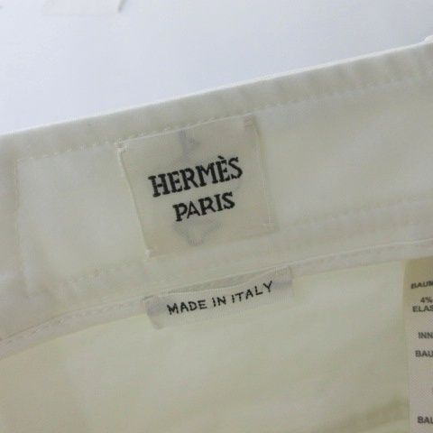 Hermes Wide Pants Cotton Stretch White 36