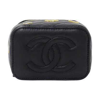Chanel Quilted Shoulder Bag Lambskin Black Gold Chain Vanity Playing Card Suit