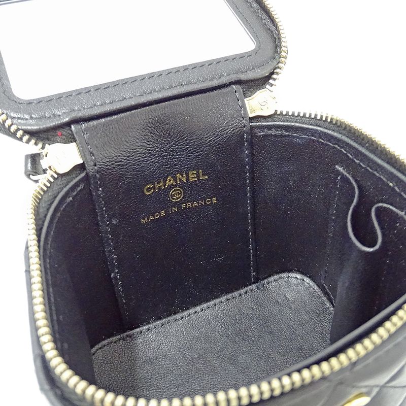 Chanel Quilted Shoulder Bag Lambskin Black Gold Chain Vanity Playing Card Suit