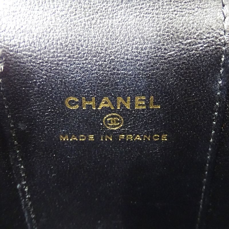 Chanel Quilted Shoulder Bag Lambskin Black Gold Chain Vanity Playing Card Suit