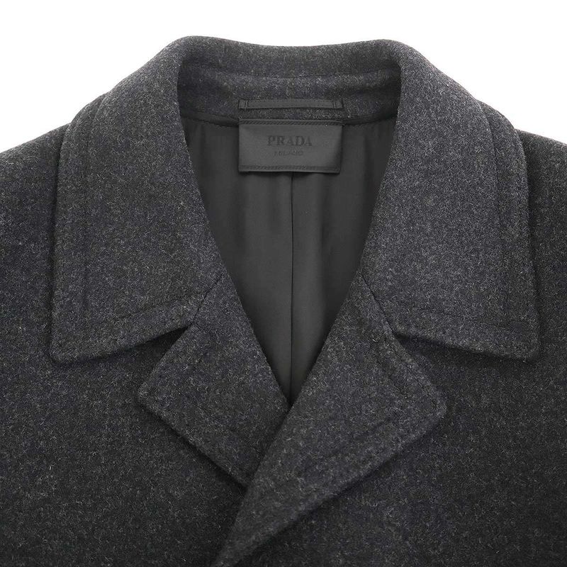 Prada Wool Cross Scot Gray 44 Coat