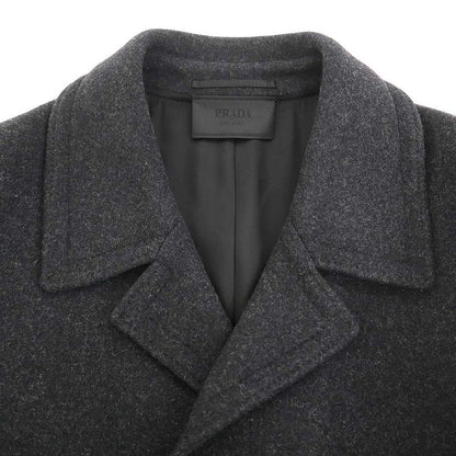 Prada Wool Cross Scot Gray 44 Coat