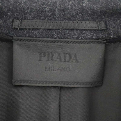 Prada Wool Cross Scot Gray 44 Coat