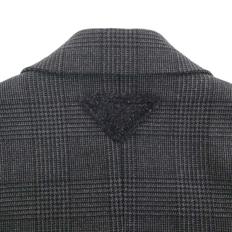 Prada Single Breasted Wool Check Coat Gray 44