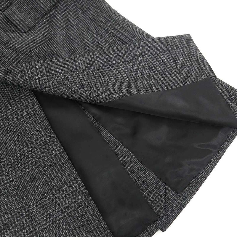 Prada Single Breasted Wool Check Coat Gray 44
