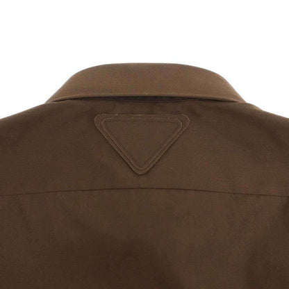 Prada Cotton Blend Short Sleeve Shirt Brown 40