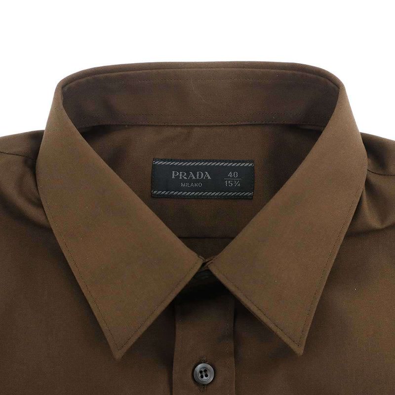 Prada Cotton Blend Short Sleeve Shirt Brown 40