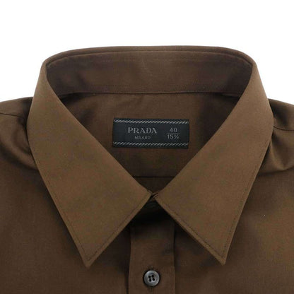 Prada Cotton Blend Short Sleeve Shirt Brown 40