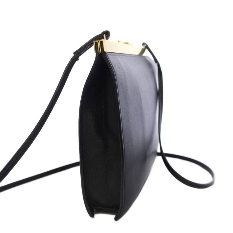 Celine Phoebe Philo Era Clasp Mini Shoulder Bag Leather Logo Foiing Black YT OH