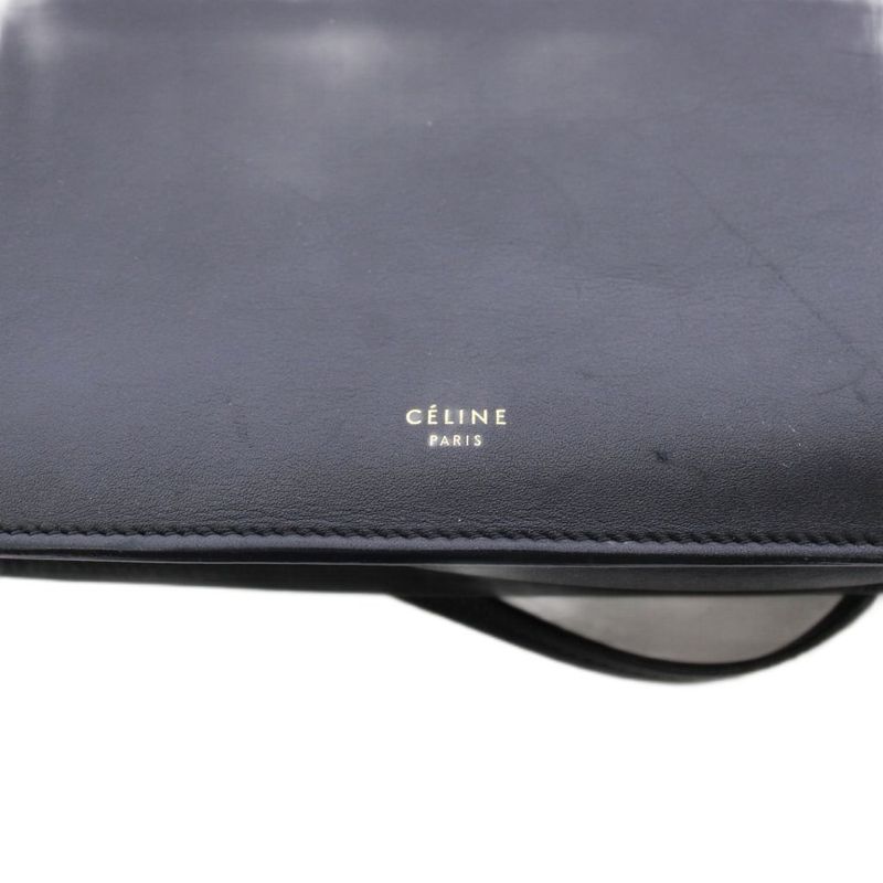 Celine Phoebe Philo Era Clasp Mini Shoulder Bag Leather Logo Foiing Black YT OH