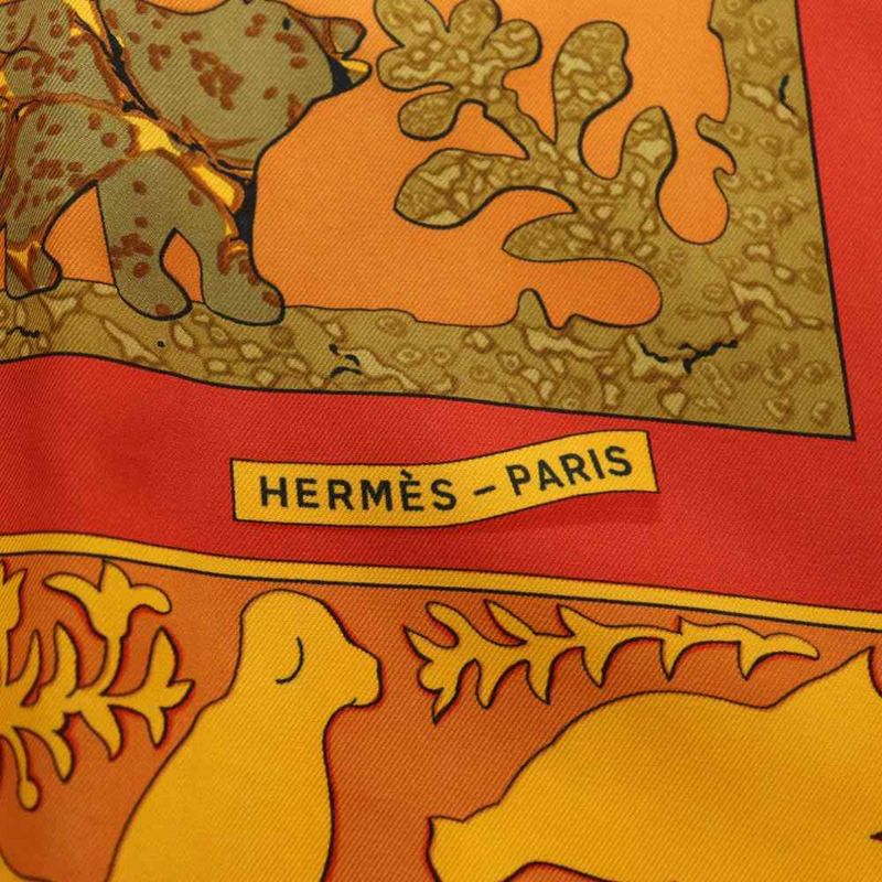 Hermes Old America Early Silk Large Shawl Multicolor Orange Gold SS Scarf