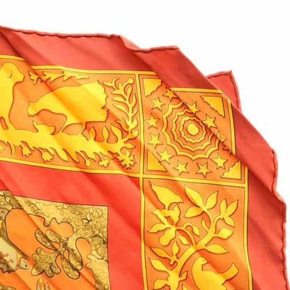 Hermes Old America Early Silk Large Shawl Multicolor Orange Gold SS Scarf
