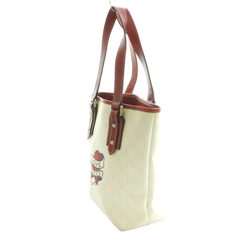 Gucci GG Canvas Love Tote Hand Off White Red SS
