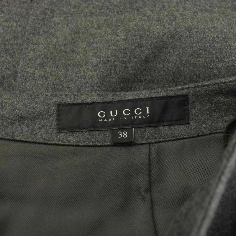 Gucci Tight Skirt Mini Horsebit Wool Cashmere Blend 38 Gray KU